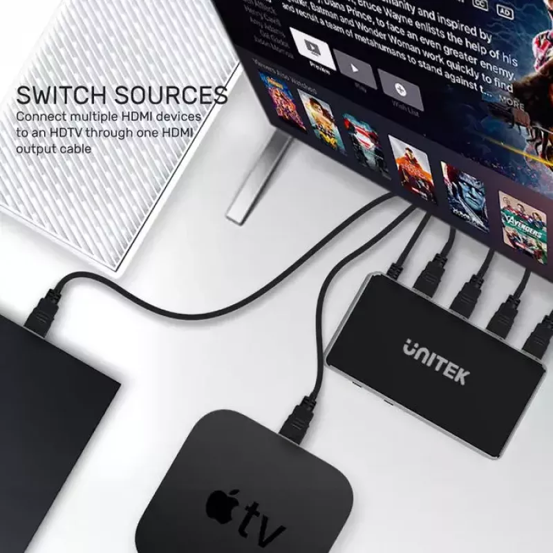 Unitek V1111A 4K HDMI skirstytuvas-jungiklis, 3 įėjimai ir 1 išėjimas
