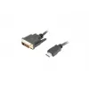 LANBERG HDMI(M)->DVI-D(M)(24+1) Dual Link laidas su paauksuotomis 4K jungtimis - 3m juoda