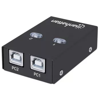USB jungiklis MANHATTAN 162005, USB 2.0 Type-B, 2 prievadai, 480 Mbps, 1,5 m kabelis, baltas