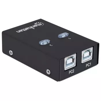 USB jungiklis MANHATTAN 162005, USB 2.0 Type-B, 2 prievadai, 480 Mbps, 1,5 m kabelis, baltas