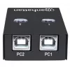 USB jungiklis MANHATTAN 162005, USB 2.0 Type-B, 2 prievadai, 480 Mbps, 1,5 m kabelis, baltas