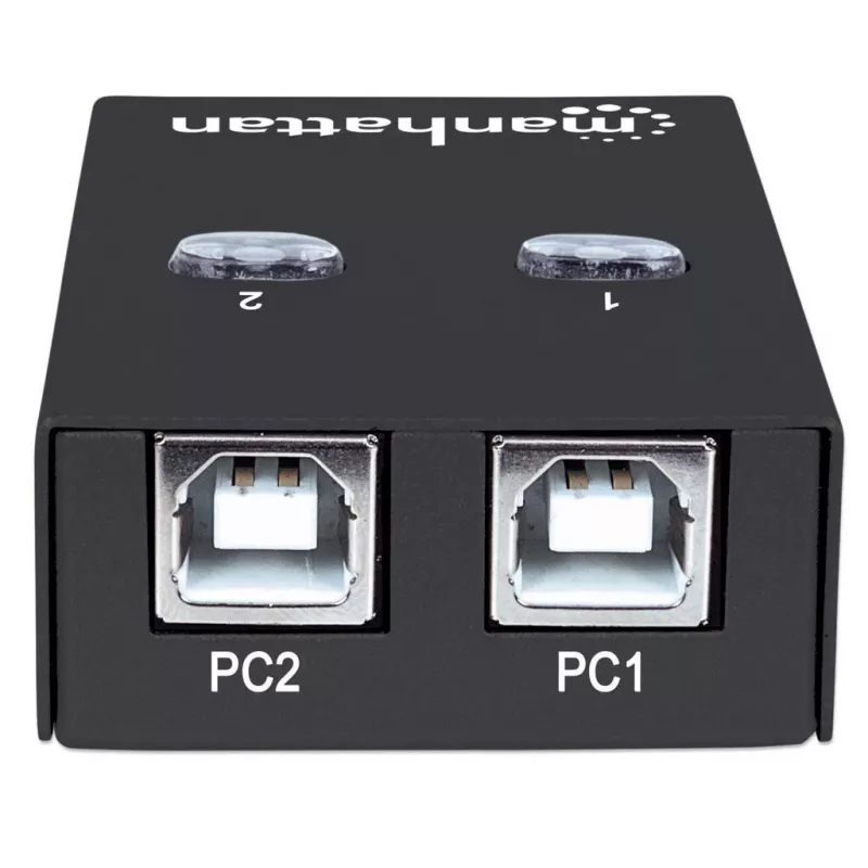 USB jungiklis MANHATTAN 162005, USB 2.0 Type-B, 2 prievadai, 480 Mbps, 1,5 m kabelis, baltas