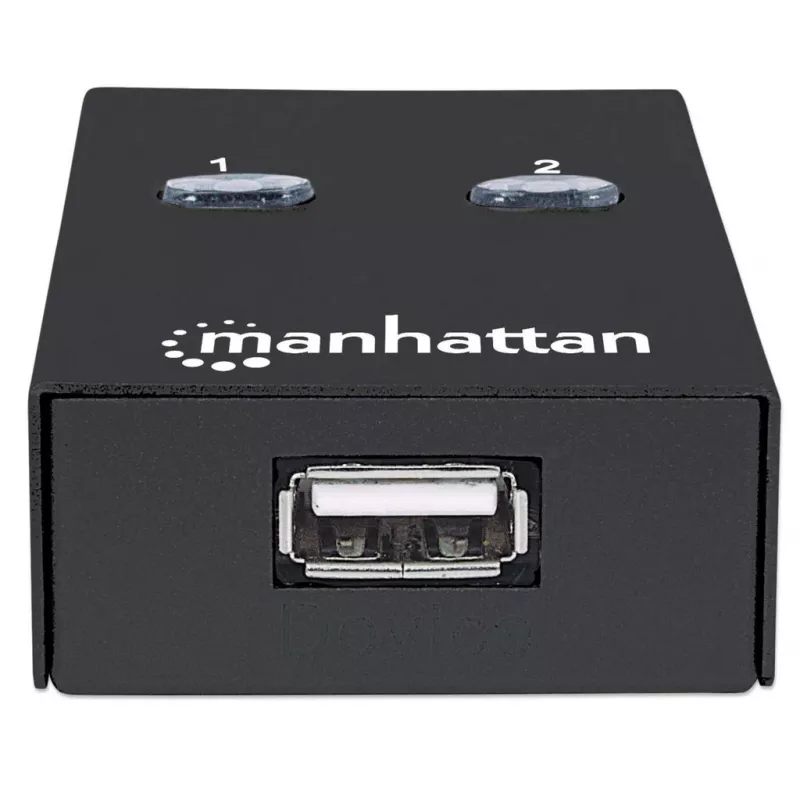 USB jungiklis MANHATTAN 162005, USB 2.0 Type-B, 2 prievadai, 480 Mbps, 1,5 m kabelis, baltas