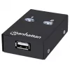 USB jungiklis MANHATTAN 162005, USB 2.0 Type-B, 2 prievadai, 480 Mbps, 1,5 m kabelis, baltas