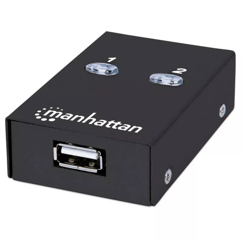 USB jungiklis MANHATTAN 162005, USB 2.0 Type-B, 2 prievadai, 480 Mbps, 1,5 m kabelis, baltas