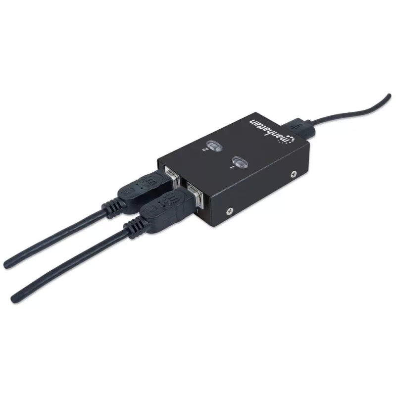 USB jungiklis MANHATTAN 162005, USB 2.0 Type-B, 2 prievadai, 480 Mbps, 1,5 m kabelis, baltas