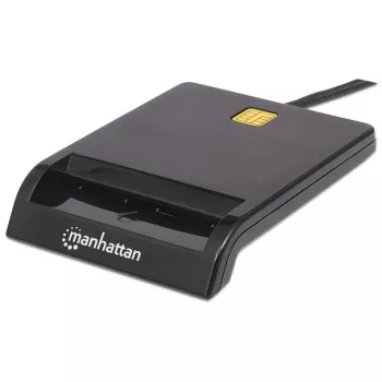 Kontaktinių kortelių skaitytuvas MANHATTAN 102049 — USB 2.0, laidas 1,05 m, juodas, ABS korpusas