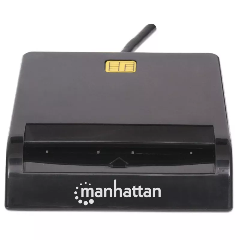 Kontaktinių kortelių skaitytuvas MANHATTAN 102049 — USB 2.0, laidas 1,05 m, juodas, ABS korpusas