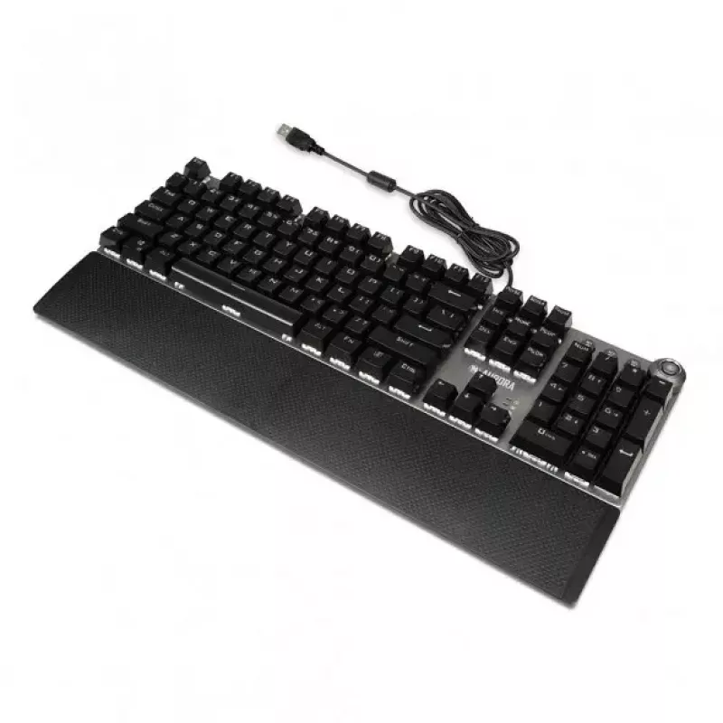 Laidinė mechaninė žaidimų klaviatūra IBOX AURORA K-4 — QWERTY, 108 klavišų, LED reguliuojamas apšvietimas, atspari vandeniui, USB, 1,6 m laidas