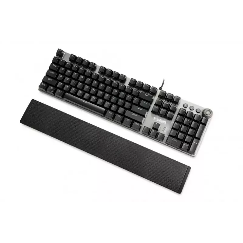 Laidinė mechaninė žaidimų klaviatūra IBOX AURORA K-4 — QWERTY, 108 klavišų, LED reguliuojamas apšvietimas, atspari vandeniui, USB, 1,6 m laidas