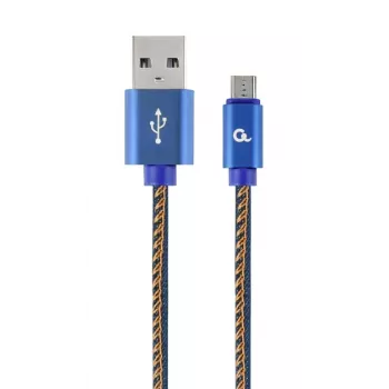 GEMBIRD Premium Jeans (džinsinis) Micro-USB laidas su metalinėmis jungtimis, 2 m, mėlynas
