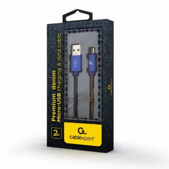 GEMBIRD Premium Jeans (džinsinis) Micro-USB laidas su metalinėmis jungtimis, 2 m, mėlynas