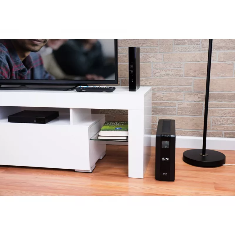APC Back-UPS Pro, 1300VA/780W, bokštinis, 230V, 8x IEC C13 lizdai, AVR, LCD, keičiama baterija
