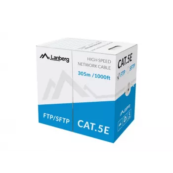 LANBERG Patch Cable Cat.5e FTP Solid Cu Grey Cpr + Fluke Passed - 305m