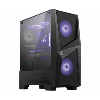 MSI MAG FORGE 100M Mid Tower kompiuterio korpusas, juodas, 2x 120 mm RGB PWM ventiliatorius, 1x 120 mm ventiliatorius, 1-6 RGB valdiklis, grūdintas stiklas, ATX, mATX, mini-ITX