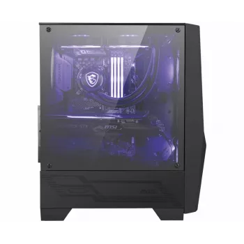 MSI MAG FORGE 100M Mid Tower kompiuterio korpusas, juodas, 2x 120 mm RGB PWM ventiliatorius, 1x 120 mm ventiliatorius, 1-6 RGB valdiklis, grūdintas stiklas, ATX, mATX, mini-ITX