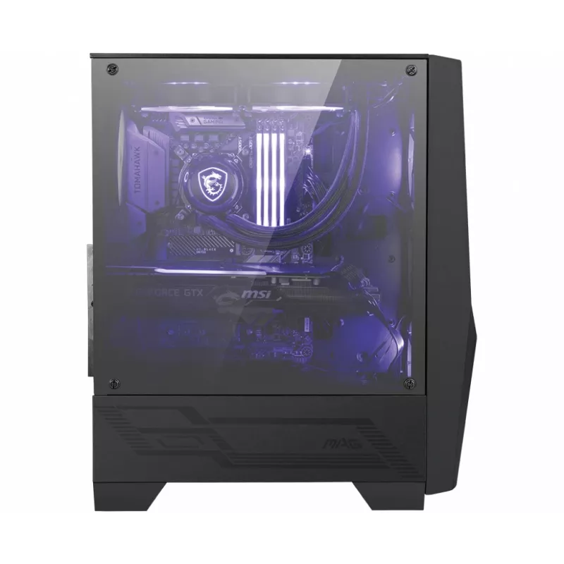 MSI MAG FORGE 100M Mid Tower kompiuterio korpusas, juodas, 2x 120 mm RGB PWM ventiliatorius, 1x 120 mm ventiliatorius, 1-6 RGB valdiklis, grūdintas stiklas, ATX, mATX, mini-ITX