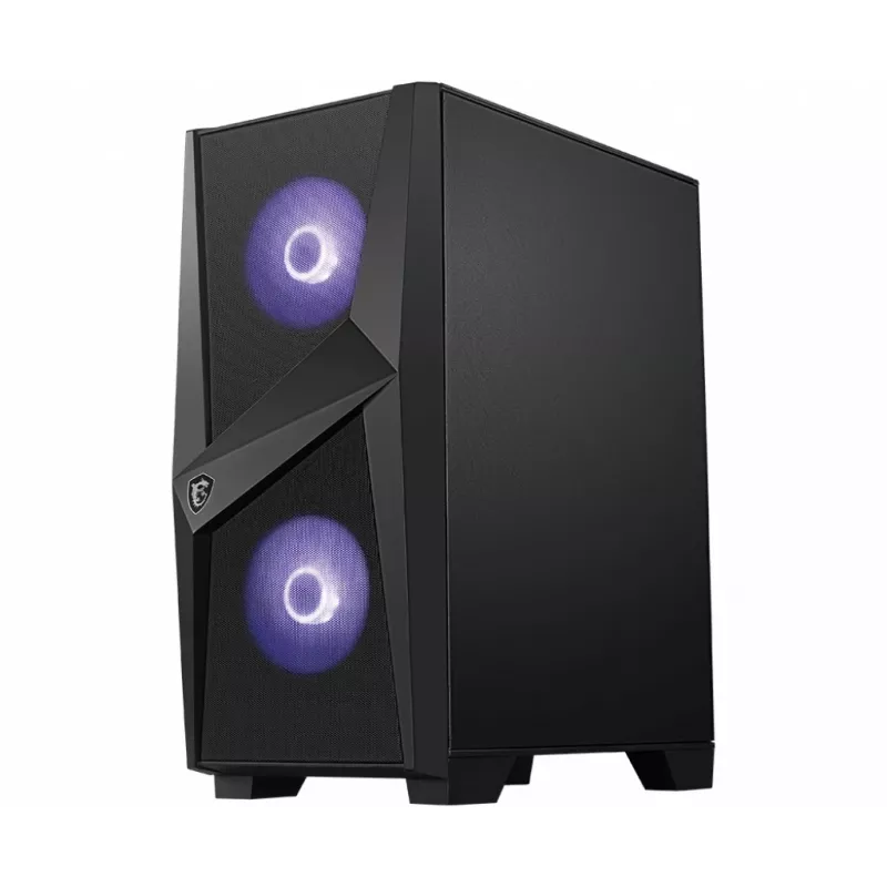 MSI MAG FORGE 100M Mid Tower kompiuterio korpusas, juodas, 2x 120 mm RGB PWM ventiliatorius, 1x 120 mm ventiliatorius, 1-6 RGB valdiklis, grūdintas stiklas, ATX, mATX, mini-ITX