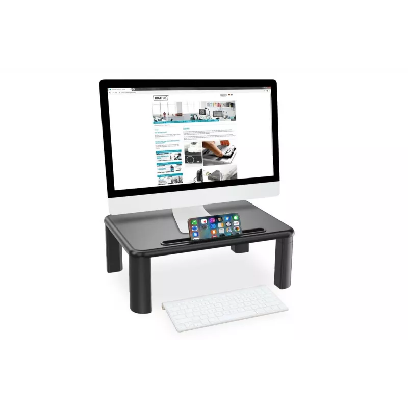 DIGITUS reguliuojamo aukščio stalinis monitoriaus pakėlimo stovas 400x280x143mm, maksimali apkrova iki 10 kg