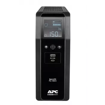APC Back-UPS Pro 1600VA/960W bokštinis UPS, 230V, 8x IEC C13 lizdai, sinusinė banga, AVR, USB A+C, LCD, keičiama baterija