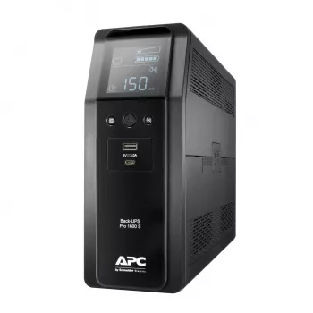 APC Back-UPS Pro 1600VA/960W bokštinis UPS, 230V, 8x IEC C13 lizdai, sinusinė banga, AVR, USB A+C, LCD, keičiama baterija