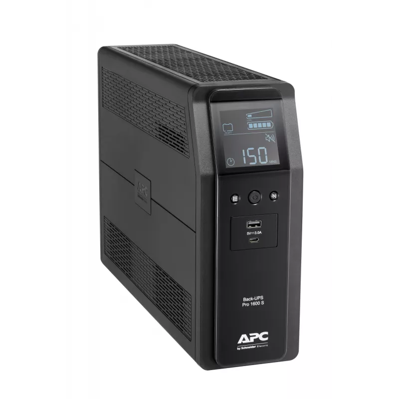 APC Back-UPS Pro 1600VA/960W bokštinis UPS, 230V, 8x IEC C13 lizdai, sinusinė banga, AVR, USB A+C, LCD, keičiama baterija