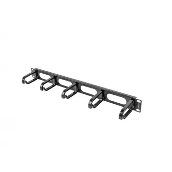 Kabelių valdymo panelė LANBERG AK-1205-B, 1U, metalinė, 19 colių (482,6 mm) plotis, 80 mm gylis, juoda