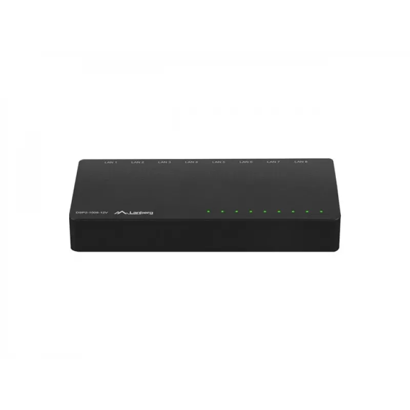 LANBERG jungiklis Dsp2-1008-12v 8x 1gb/s nevaldomas Gigabit Ethernet stalinis 12v