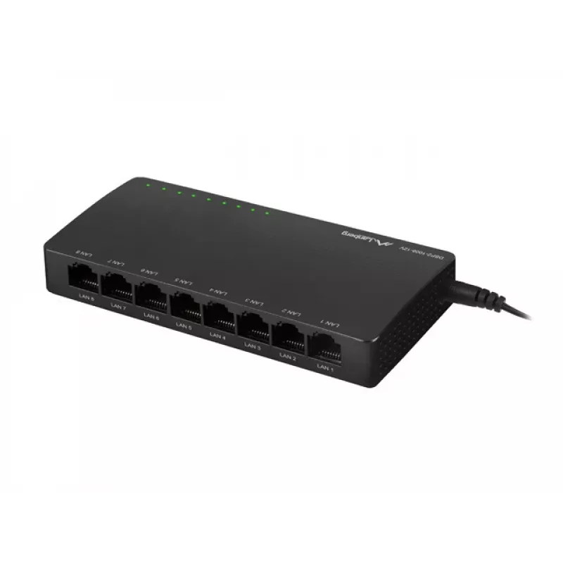 LANBERG jungiklis Dsp2-1008-12v 8x 1gb/s nevaldomas Gigabit Ethernet stalinis 12v