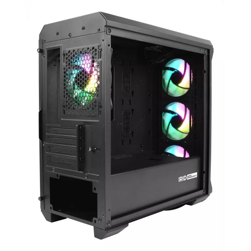 GENESIS Irid 503 ARGB Micro Tower, juodas, permatomas