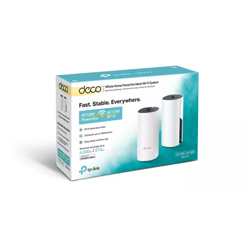 TP-Link Deco P9 AC1200 + AV1000 Hibridinė „Mesh“ Wi-Fi sistema (2 vnt.)
