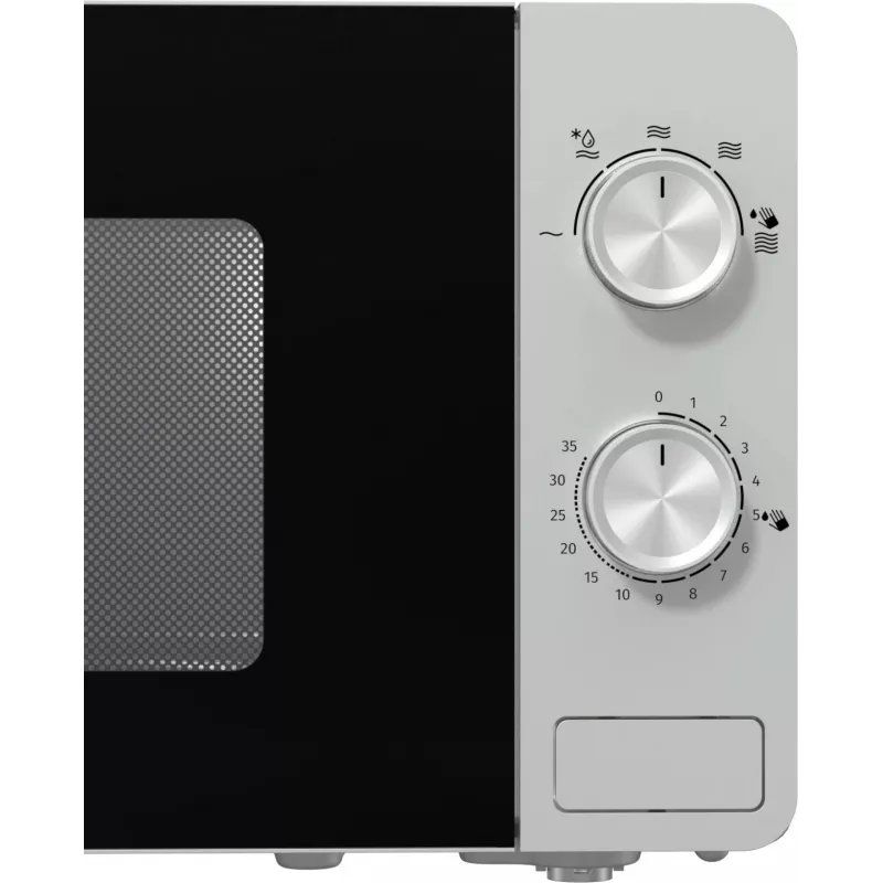 Solo mikrobangų krosnelė Gorenje MO20E1S — 20 L, 800 W, sukamoji rankenėlė, 270 mm padėklas, nerūdijantis plienas/juoda