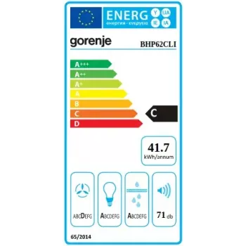 Įmontuojamas gartraukis Gorenje BHP62CLI, aliumininis filtras, triukšmo lygis: D