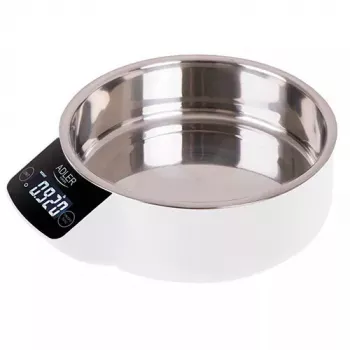 Virtuvinės elektroninės svarstyklės Adler AD 3166 – 5 kg, 1 g, nerūdijančio plieno dubuo 0,9 L, LCD, laikmatis