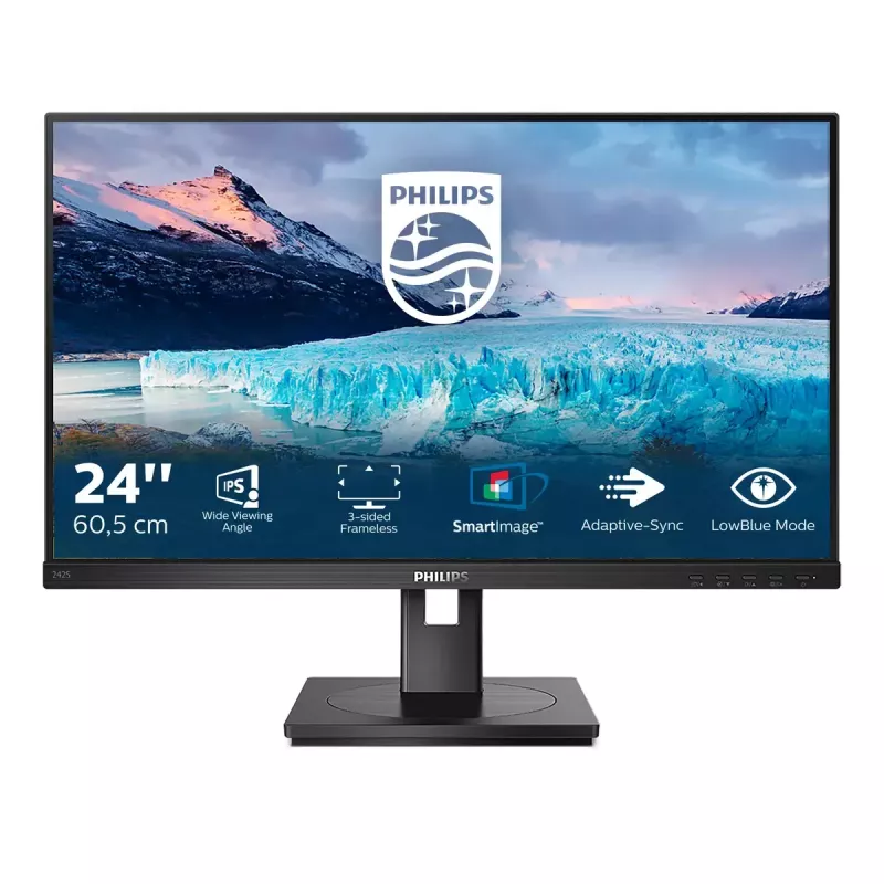 Philips S Line 242S1AE/00 monitor kompiuterinis 60.5 cm (23.8 colio) 1920 x 1080 pikselių Full HD LED juodas