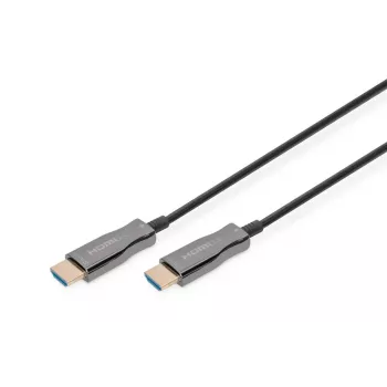 DIGITUS HDMI AOC hibridinis šviesolaidinis jungiamasis kabelis, A tipo kištukas/kištukas, 15 m, UHD 4K@60Hz, CE, juodas