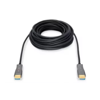 DIGITUS HDMI AOC hibridinis šviesolaidinis jungiamasis kabelis, A tipo kištukas/kištukas, 15 m, UHD 4K@60Hz, CE, juodas