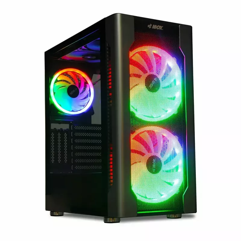 Korpusas IBOX Chiron ZH68 Gaming, ATX Midi-Tower, EATX palaikymas, juodas, šoninis langas, apšvietimas