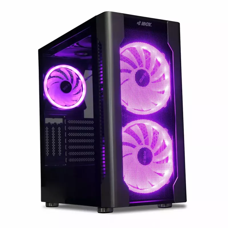 Korpusas IBOX Chiron ZH68 Gaming, ATX Midi-Tower, EATX palaikymas, juodas, šoninis langas, apšvietimas
