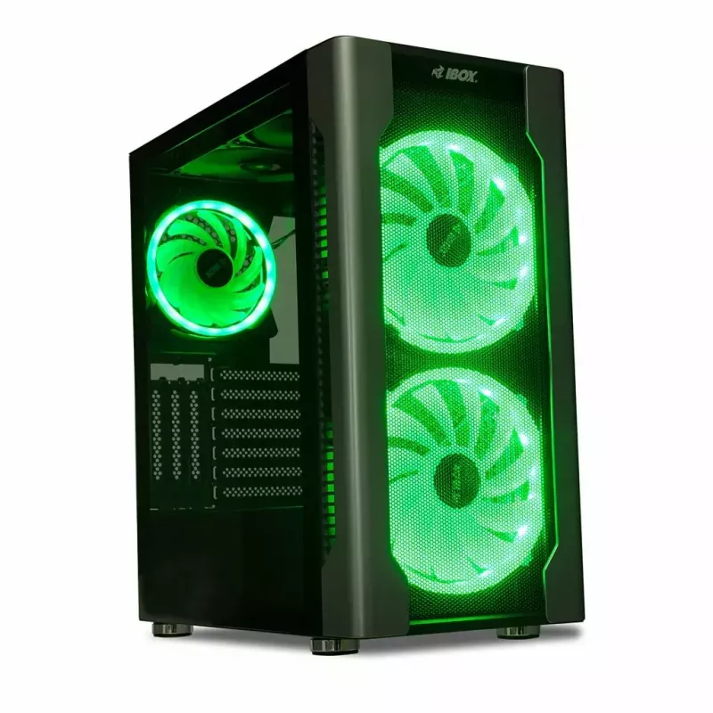 Korpusas IBOX Chiron ZH68 Gaming, ATX Midi-Tower, EATX palaikymas, juodas, šoninis langas, apšvietimas