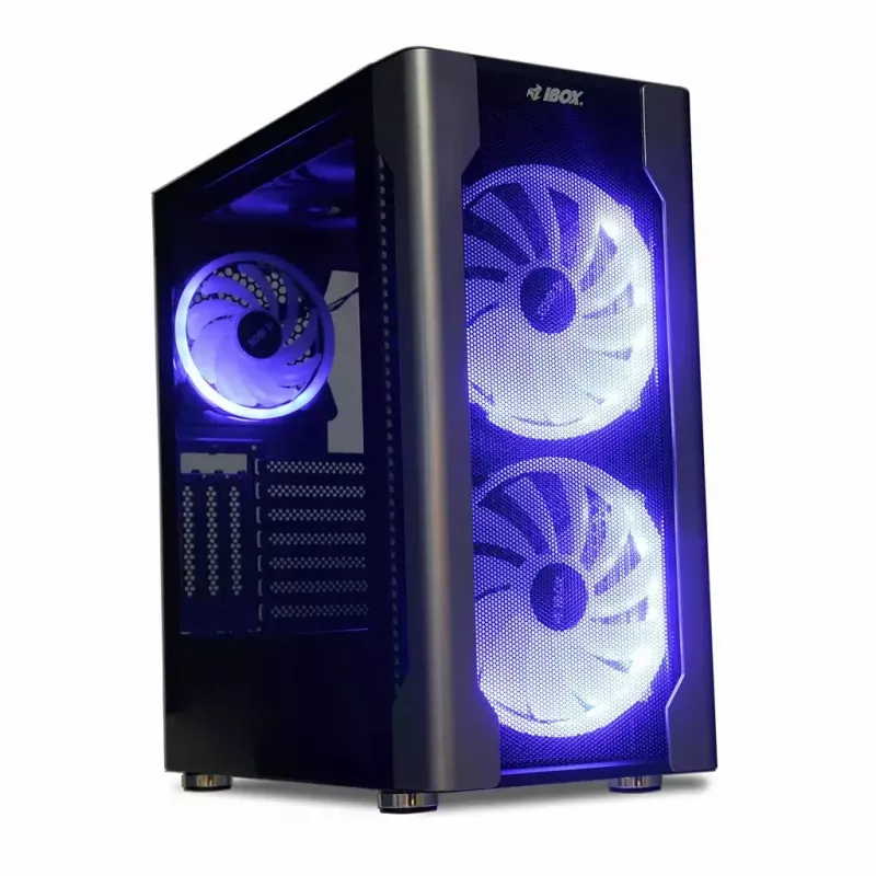 Korpusas IBOX Chiron ZH68 Gaming, ATX Midi-Tower, EATX palaikymas, juodas, šoninis langas, apšvietimas