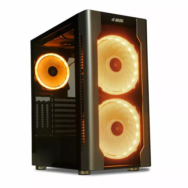 Korpusas IBOX Chiron ZH68 Gaming, ATX Midi-Tower, EATX palaikymas, juodas, šoninis langas, apšvietimas