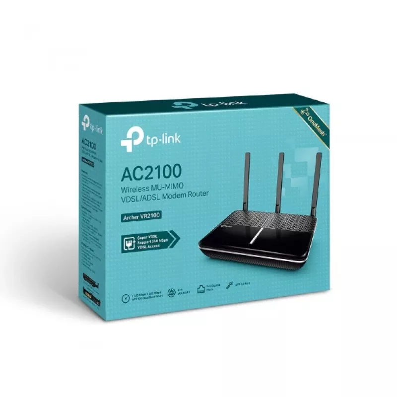 TP-Link Archer VR2100 AC2100 belaidis MU-MIMO VDSL/ADSL maršrutizatorius