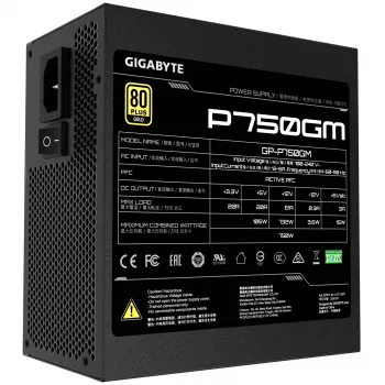 Gigabyte P750GM Maitinimo blokas 750 W Efektyvumas 80 PLUS GOLD, PFC Aktyvus, MTBF 100000 val.
