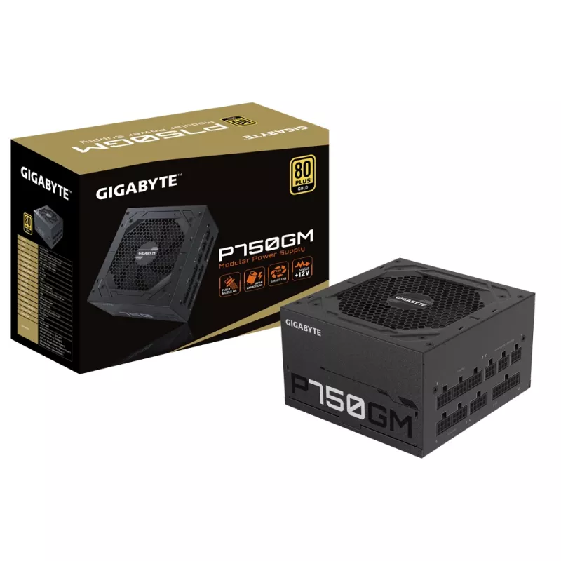 Gigabyte P750GM Maitinimo blokas 750 W Efektyvumas 80 PLUS GOLD, PFC Aktyvus, MTBF 100000 val.
