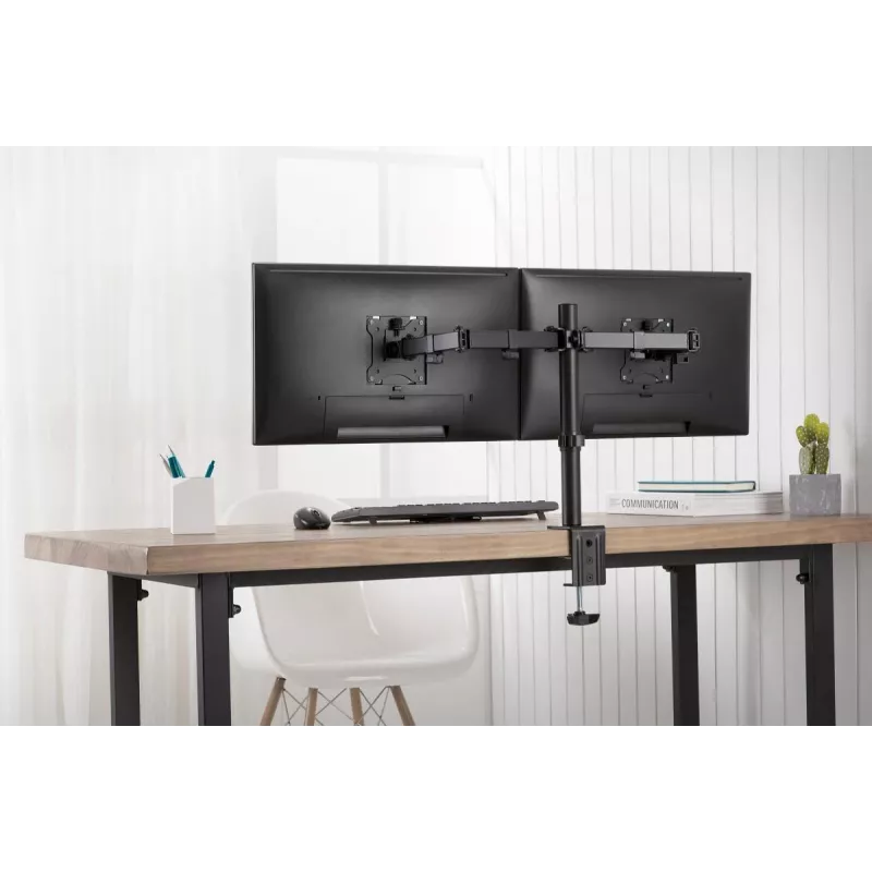 DIGITUS Universalus dviejų monitorių laikiklis su spaustuku 17-32 colių 2x 8 kg (maks.) Juodas