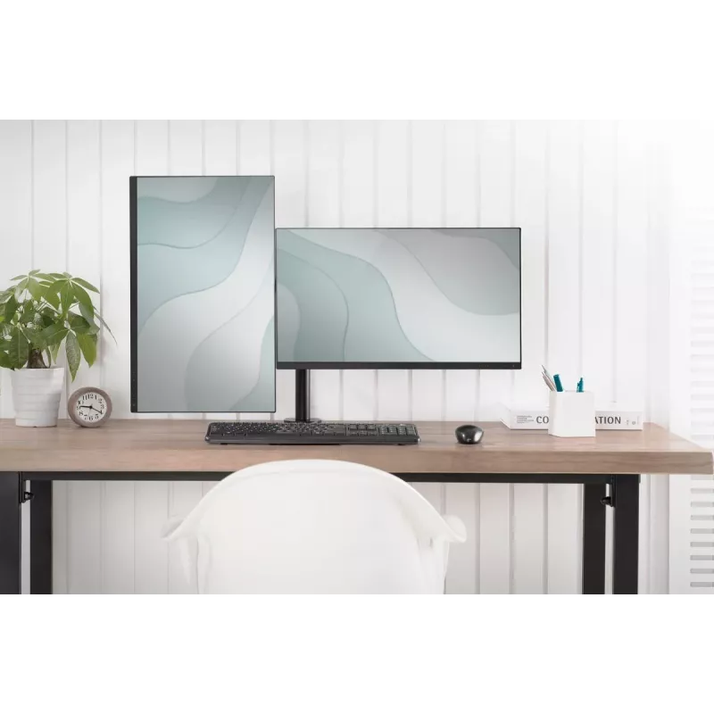 DIGITUS Universalus dviejų monitorių laikiklis su spaustuku 17-32 colių 2x 8 kg (maks.) Juodas