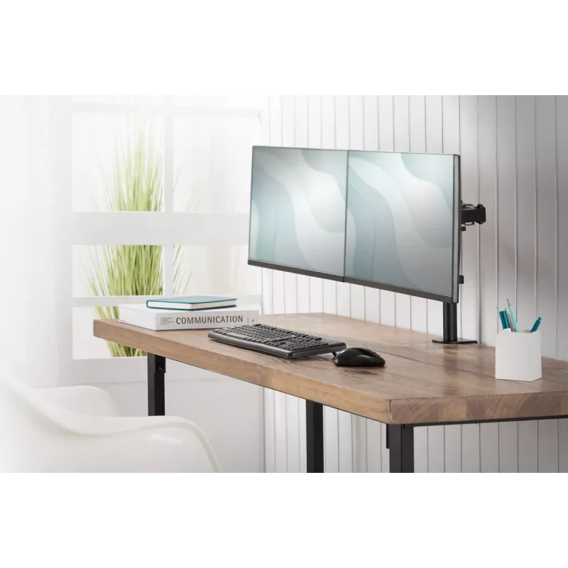 DIGITUS Universalus dviejų monitorių laikiklis su spaustuku 17-32 colių 2x 8 kg (maks.) Juodas