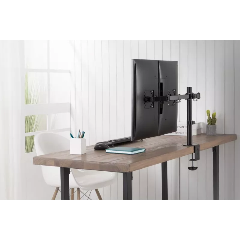 DIGITUS Universalus dviejų monitorių laikiklis su spaustuku 17-32 colių 2x 8 kg (maks.) Juodas