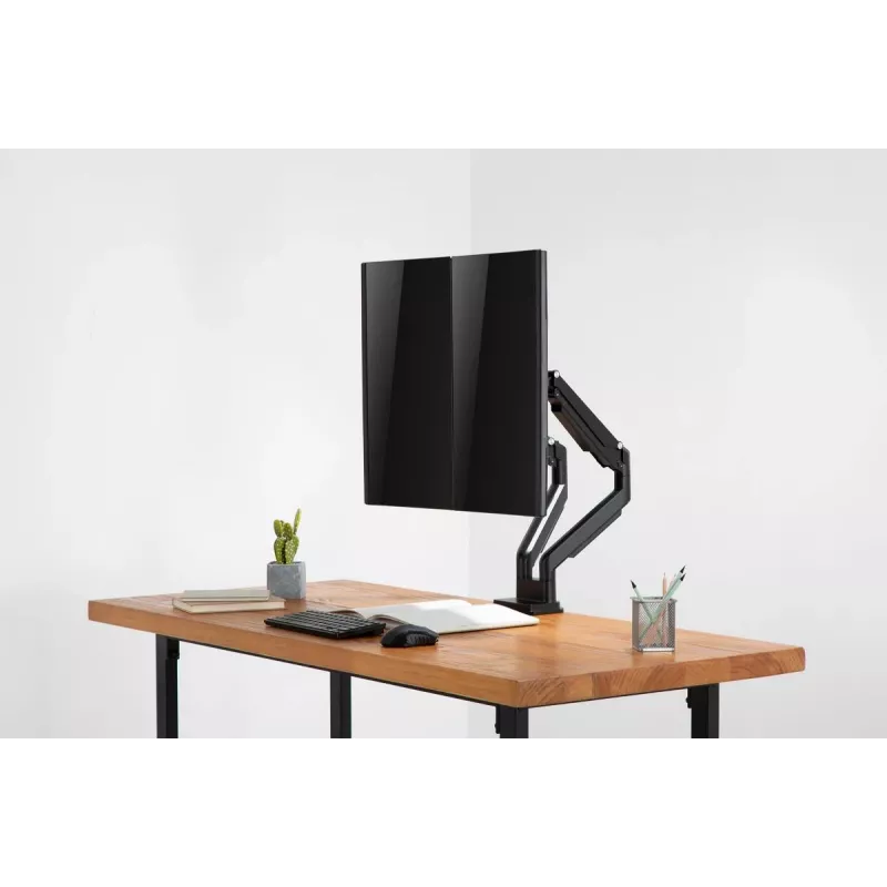 DIGITUS Universalus dviejų monitorių laikiklis su dujine spyruokle ir spaustuku 17-32 col. 2x 9 kg